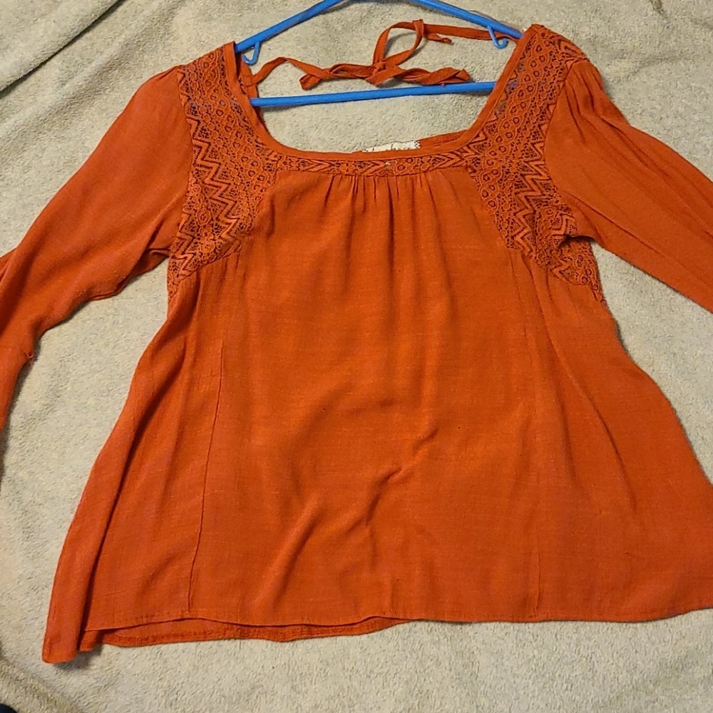 Orange Long Flared Sleeve Top